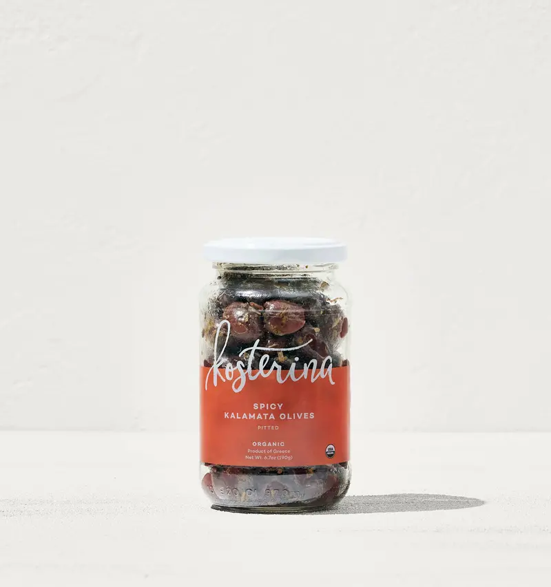 Kosterina Spicy Kalamata Olives – Brined Greek Olives With Chili 1