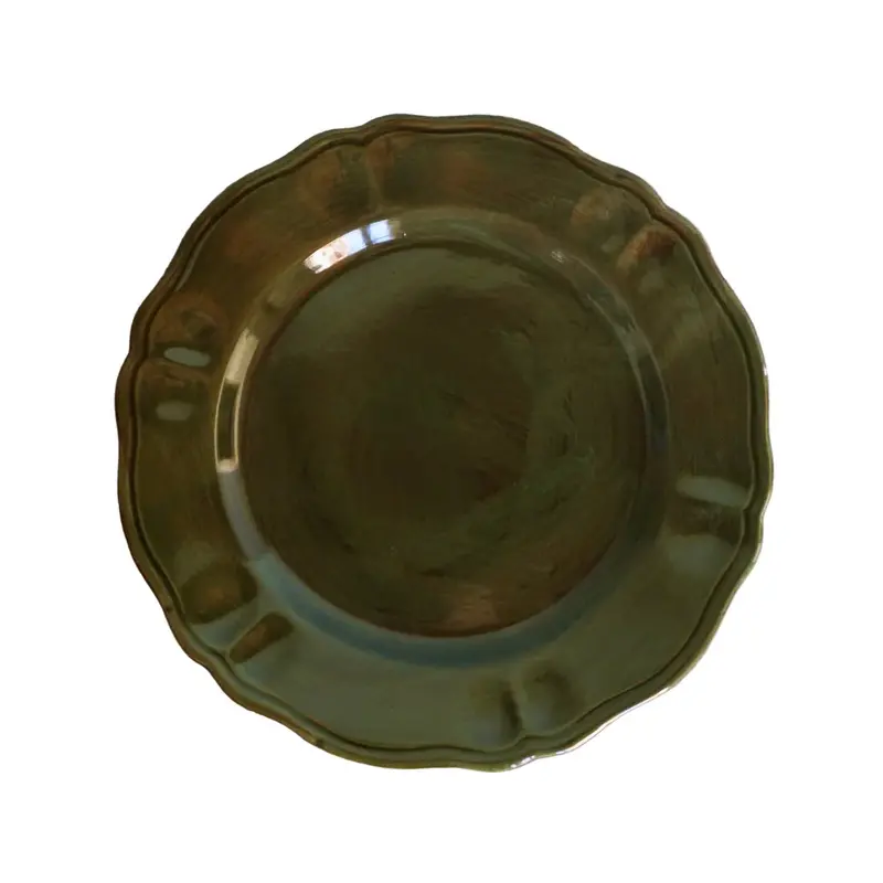 La Gabbianella Lucca Olive Green Round Serving Platter 1
