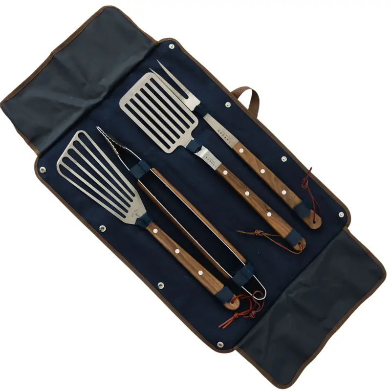 Lamson Premier 20-Inch Walnut-Handled Barbecue Tool Set (4-Piece) 1