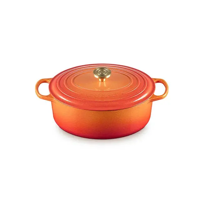 Le Creuset Signature Flamme Dorée Oval Dutch Oven With Crucible Knob 1