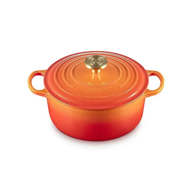 Le Creuset Signature Flamme Dorée Round Dutch Oven With Crucible Knob 1