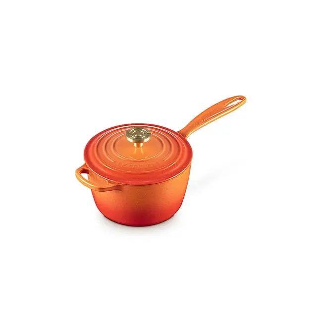 Le Creuset Signature Flamme Dorée Round Saucepan With Crucible Knob 1