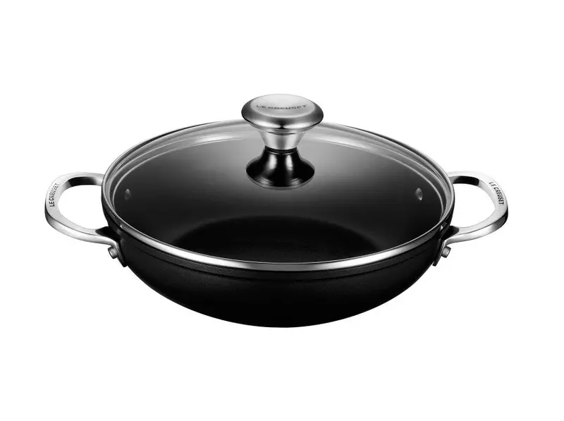 Le Creuset Toughened Nonstick Pro Shallow Braiser With Tempered Glass Lid 1