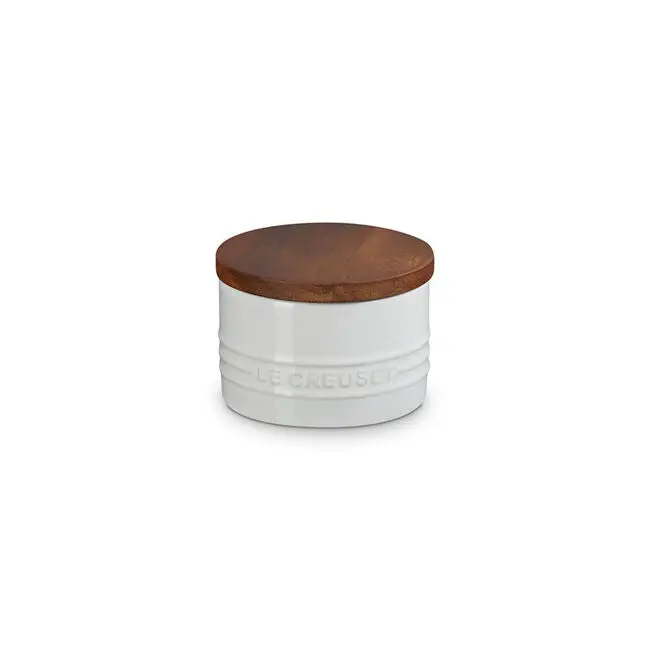 Le Creuset Wooden-Lid Salt Cellar – 7 Oz Ceramic Storage Jar 1