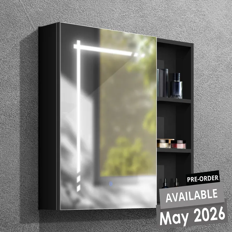 Led-Lit Mirror Cabinet With Storage 1