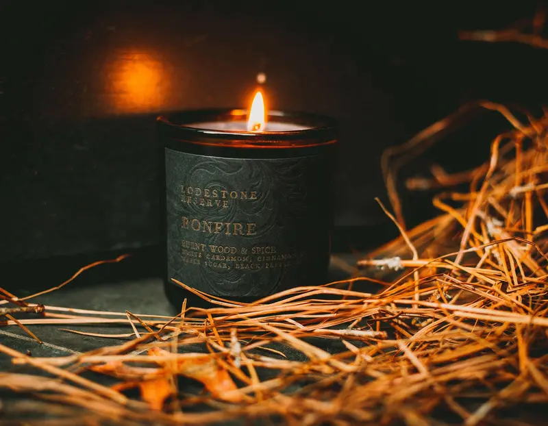 Lodestone Bonfire Luxury Soy Candle – Hand-Poured Woodsmoke Scent 1