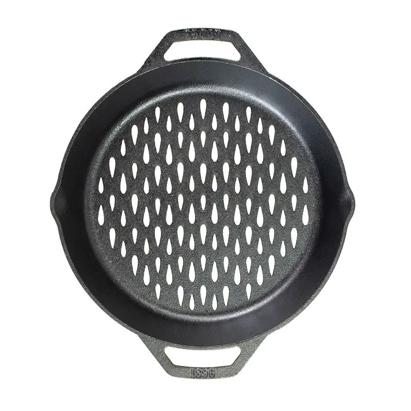 Lodge 12-Inch Dual-Handle Cast Iron Grilling Basket 1