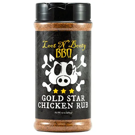 Loot N' Booty Gold Star Chicken Rub – 13 Oz Zesty Poultry Enhancer 1