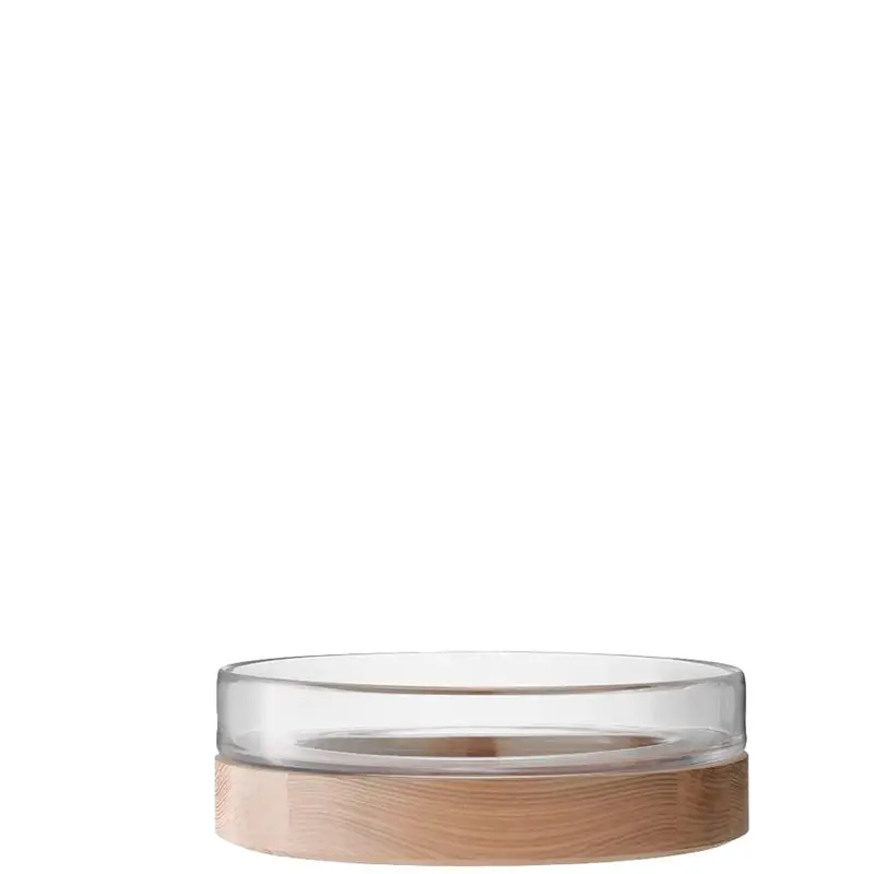 Lotta Clear Serving Bowl With Ash Wood Base 1