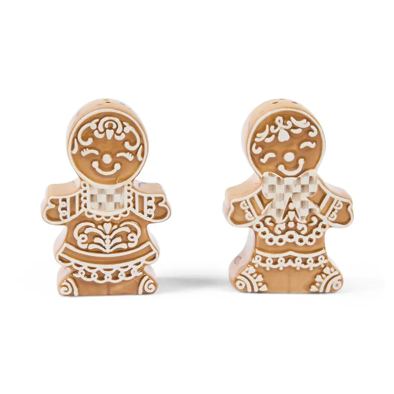 Mackenzie-Childs Mocha Check Ceramic Salt And Pepper Shakers 1