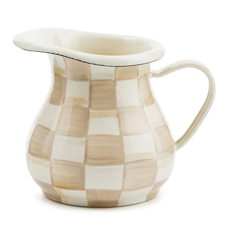 Mackenzie-Childs Mocha Check Creamer Pitcher For Table Service 1