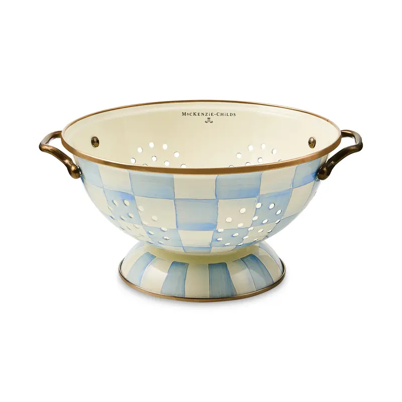 Mackenzie-Childs Sky Check Large Stainless Steel Colander 1