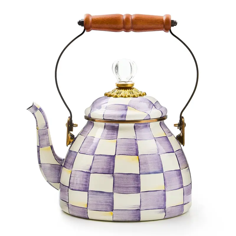 Mackenzie-Childs Violet Check 2-Quart Tea Kettle 1