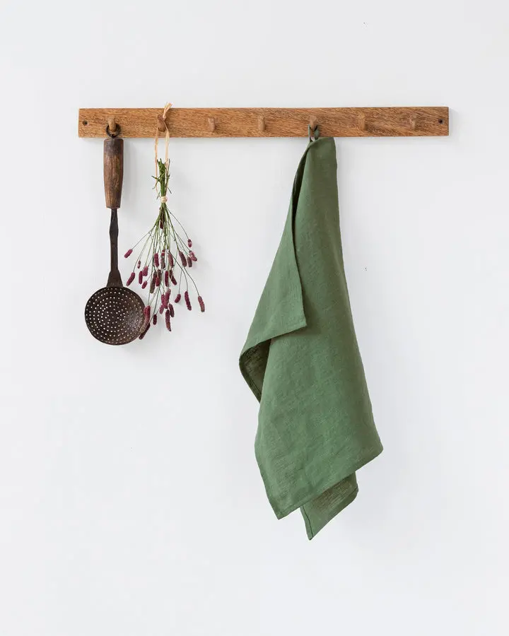 Magiclinen 100% Linen Tea Towel In Rich Forest Green 1