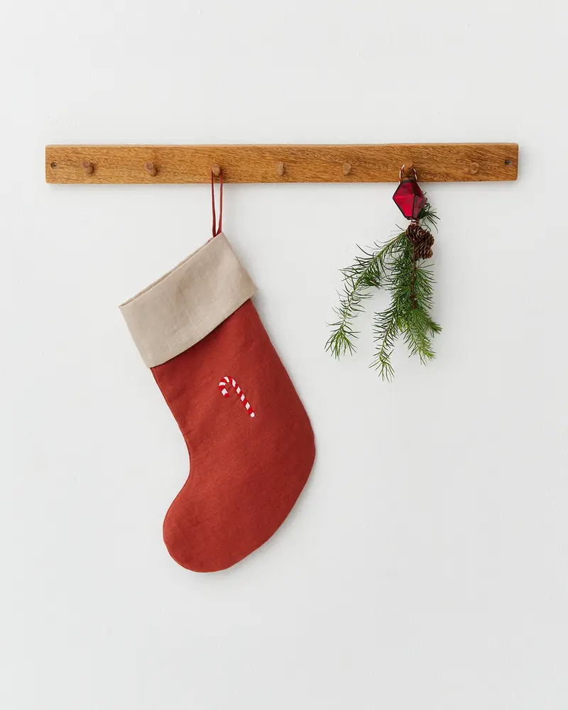 Magiclinen Candy Cane Holiday Stocking With Embroidered Detail 1