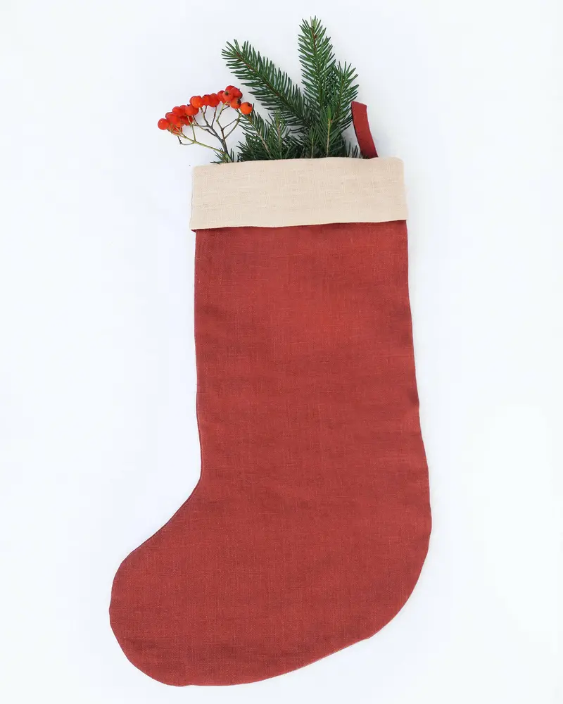 Magiclinen Clay Red Linen Christmas Stockings 1