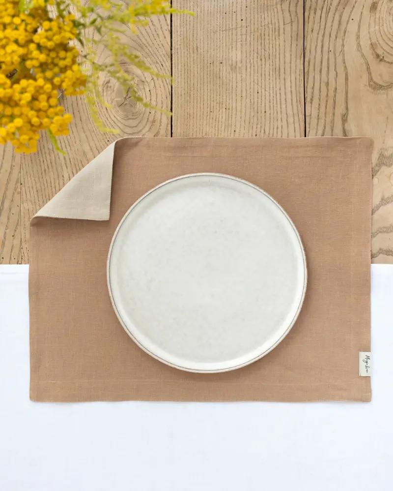 Magiclinen Latte Double-Layer Linen Placemats (Set Of 2) 1