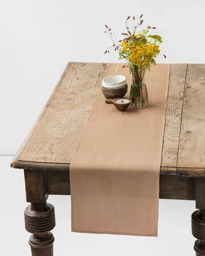 Magiclinen Latte Linen Table Runner (16" × 79" / 40 × 200 Cm) 1