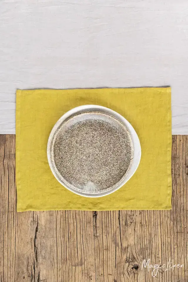 Magiclinen Moss Yellow Linen Placemat 1