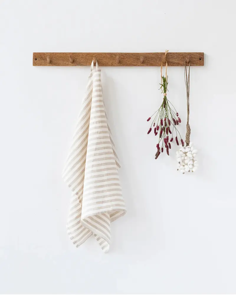 Magiclinen Striped Linen Tea Towel In Natural Undyed Tone 1