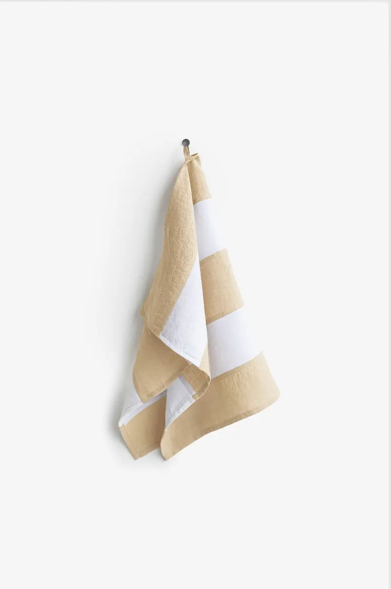 Magiclinen Striped Linen Tea Towel In Sandy Beige – Zero-Waste Kitchen Essential 1