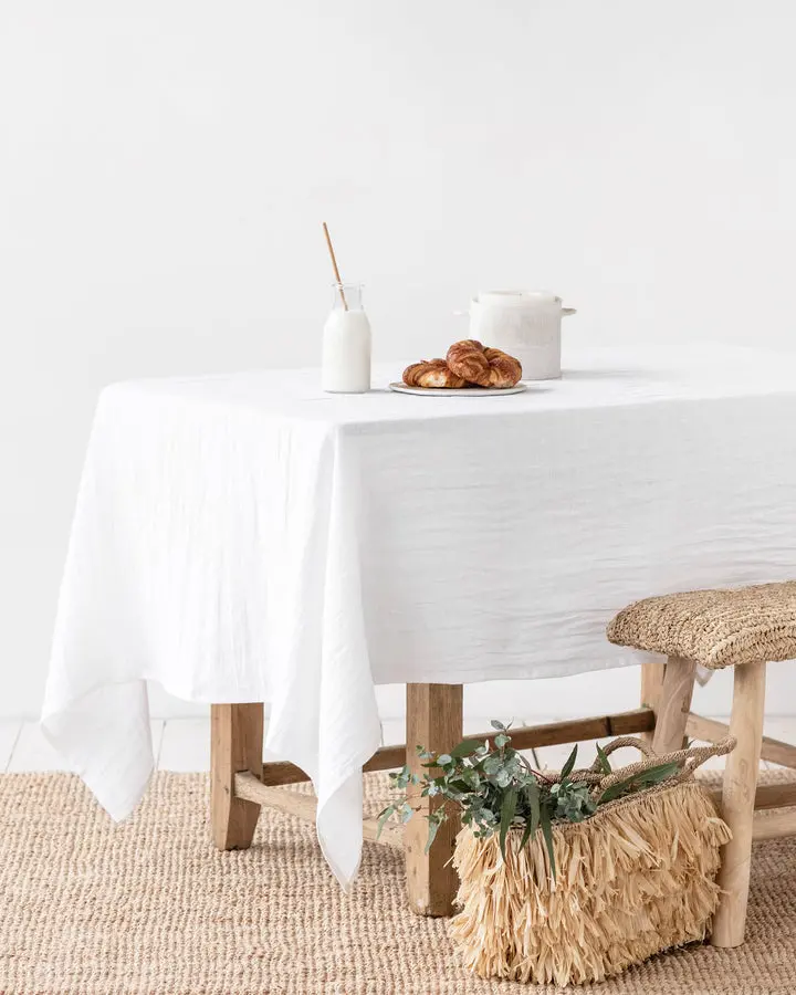 Magiclinen White Linen Tablecloth (59" × 98") 1