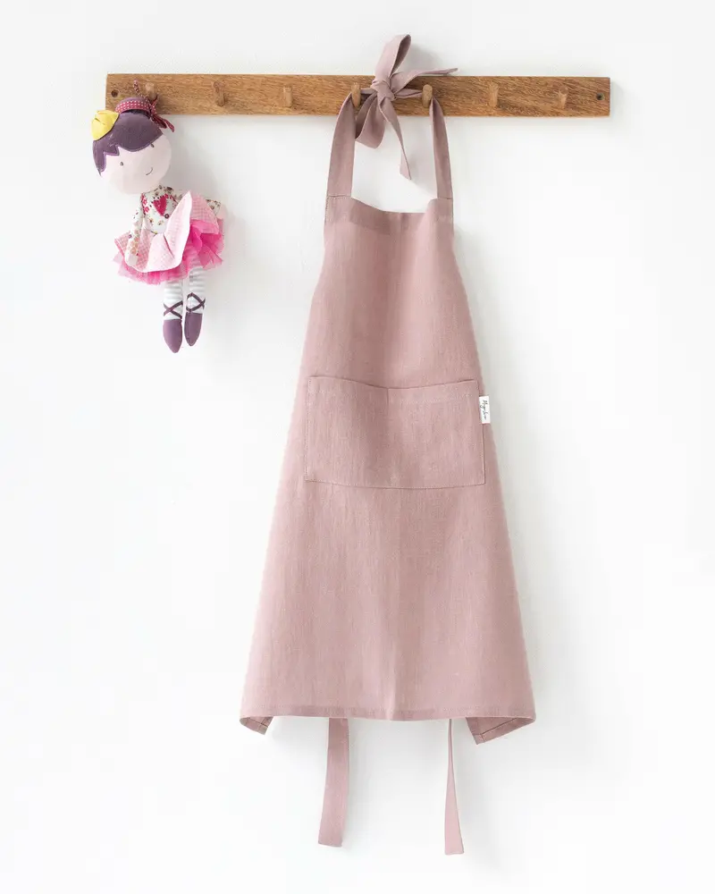 Magiclinen Woodrose Kids’ Linen Apron (Ages 4–7) 1
