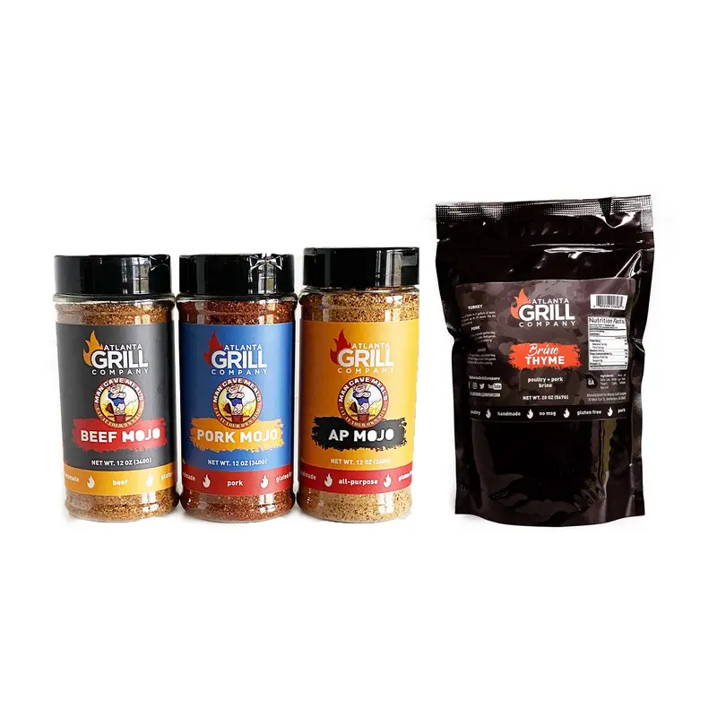 Man Cave Meals Limited-Time Bundle – 3 Signature Rubs + Thyme-Infused Agc Brine 1
