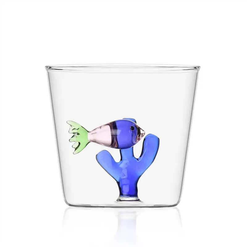 Marine-Themed Pink Fish & Blue Seaweed Tumbler 1