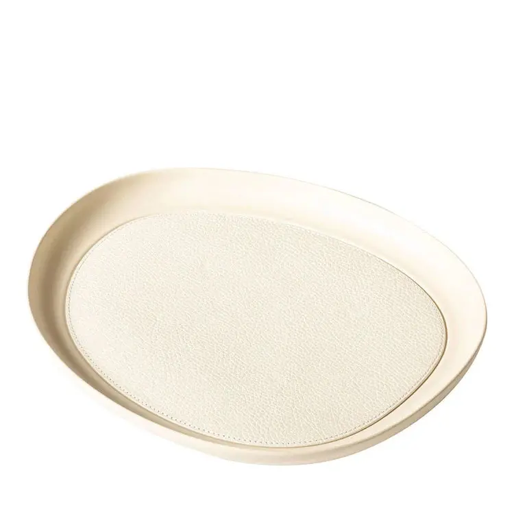 Maris Medium Round White Serving Tray With Subtle Rim 1
