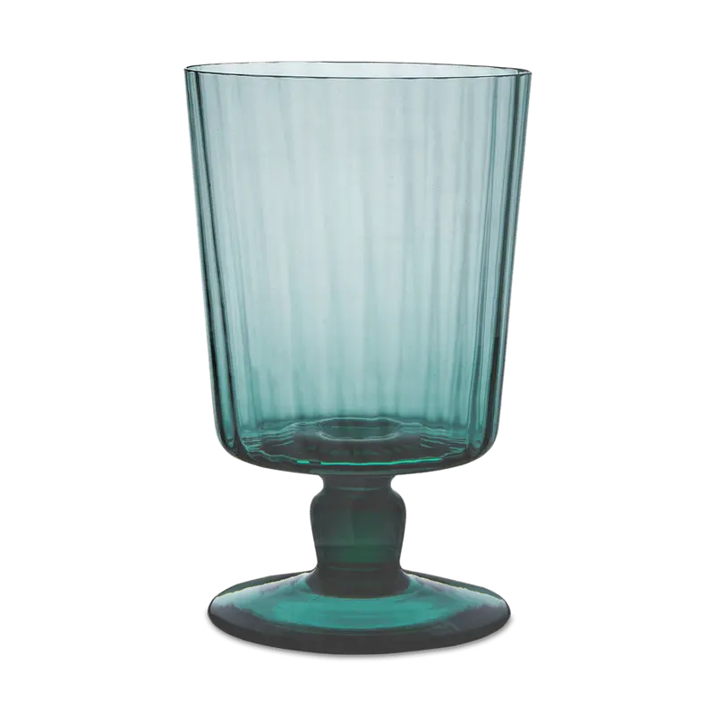 Match Lando Pleated Baltic Blue Goblet – Hand-Blown Stemmed Glass 1