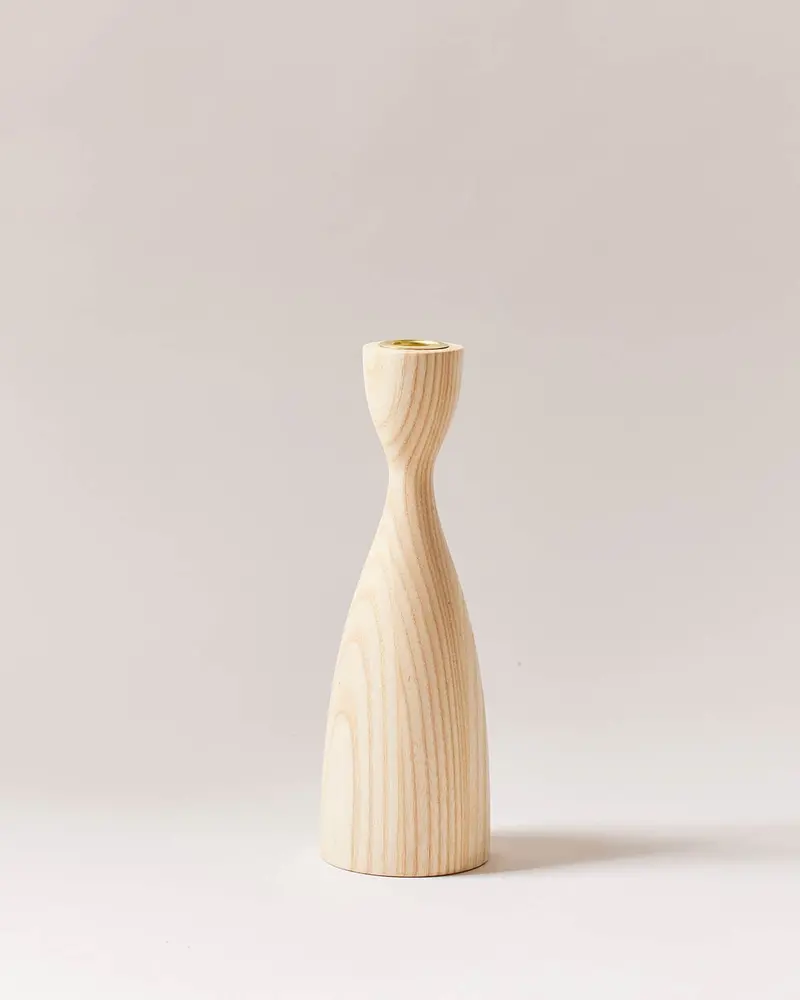 Medium Natural Pantry Candlesticks – Rustic Wooden Candle Holders 1
