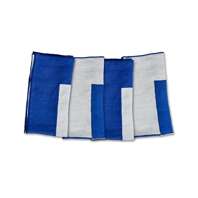 Misette Bauhaus Embroidered Linen Napkins – Classic Blue Set Of 4 1