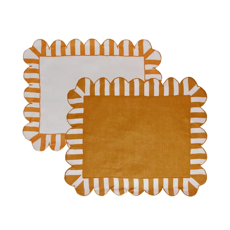 Misette Jardin Amber Embroidered Double-Sided Linen Placemats – 4-Pack 1