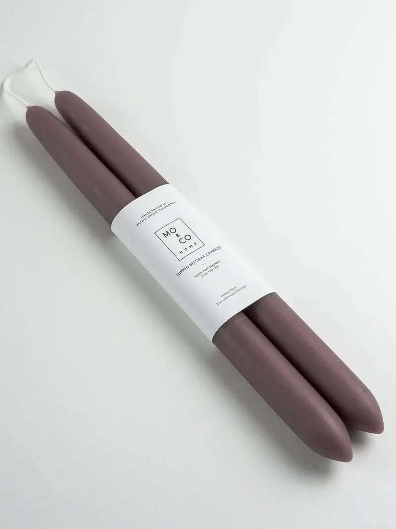 Mo&Co Beeswax Taper Candles – 14-Inch Mauve Hand-Dipped Set 1