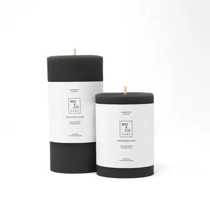 Mo&Co Home Charcoal Beeswax Pillar Candle – Large, All-Natural & Handcrafted 1