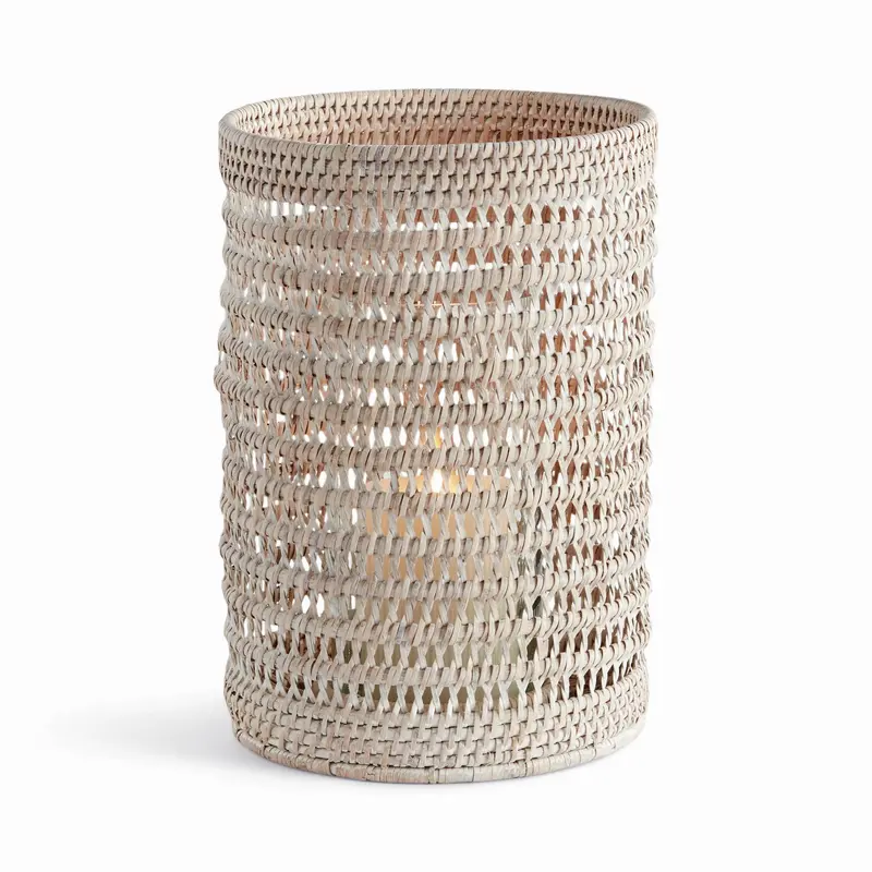 Napa Home & Garden Large White Burma Rattan Hurricane Lamp Shade 1