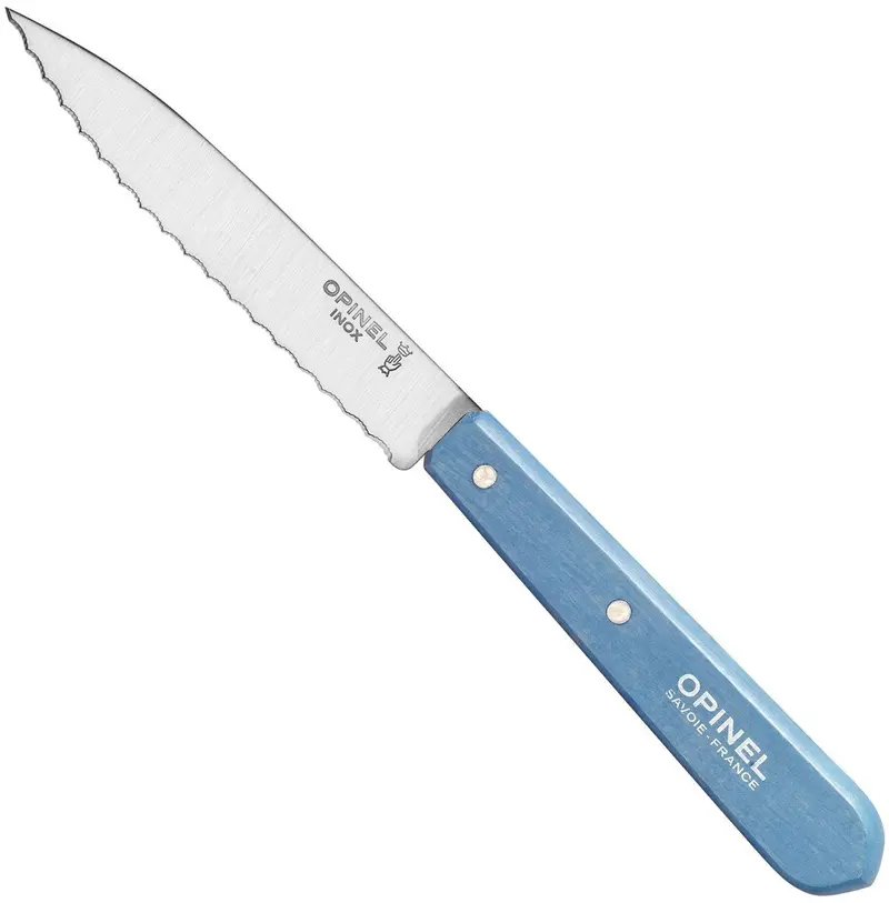 Opinel Essential Serrated Knife With Skyblue Handle 1