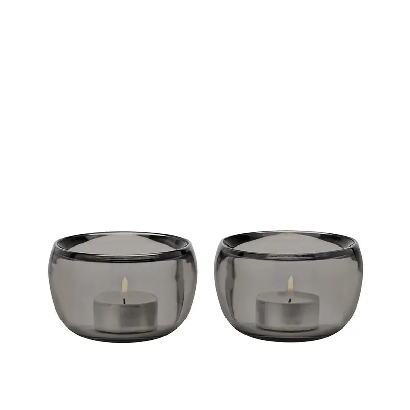 Ora Smoked Tealight Holders – Set Of 2 1