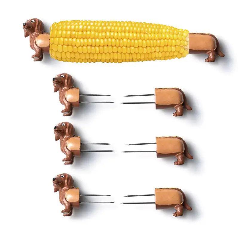Outset Dachshund-Shaped Corn Holders – Set Of 8 Heat-Resistant Grips 1