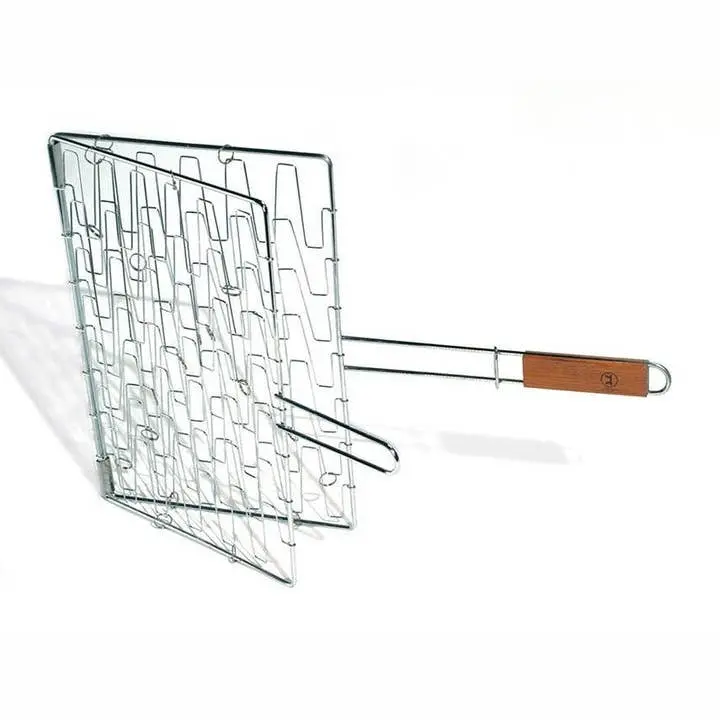 Outset Flexible Grill Basket – Stainless Steel With Rosewood Handle 1