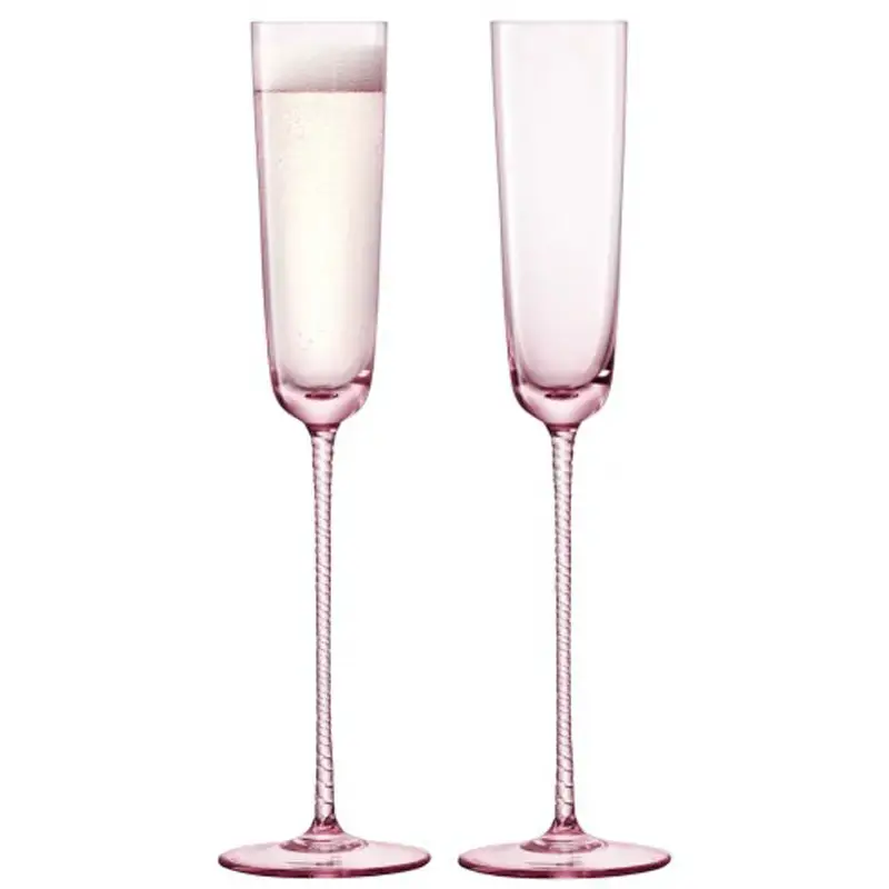 Pink-Tinted Champagne Flute Pair 1