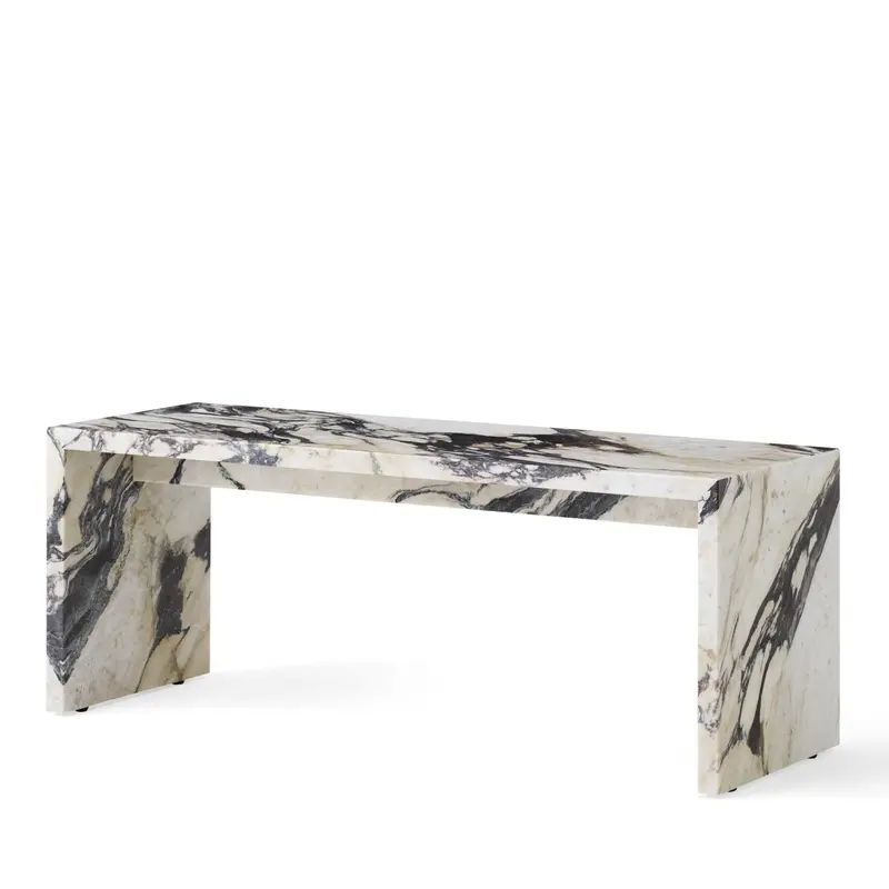 Plinth Bridge Calacatta Marble Side Table – Elegant Natural Stone Surface 1