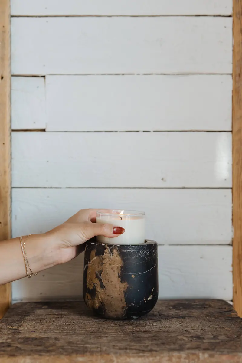 Portoro Black-And-Gold Marble Refillable Candle – Last Candle Co. 1