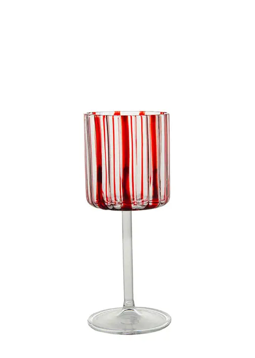Red-Striped Tuttoattaccato Wine Goblet 1