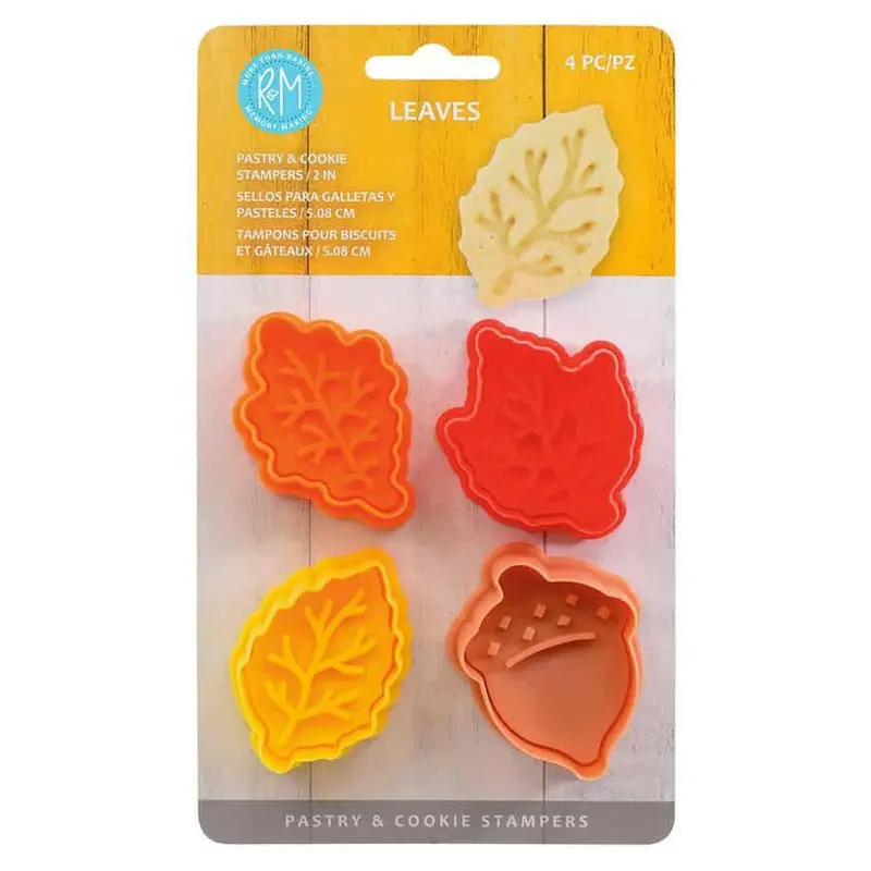 R&M Pastry Stamper Set – Leaf-Design Silicone Cookie & Dough Imprinting Tool 1