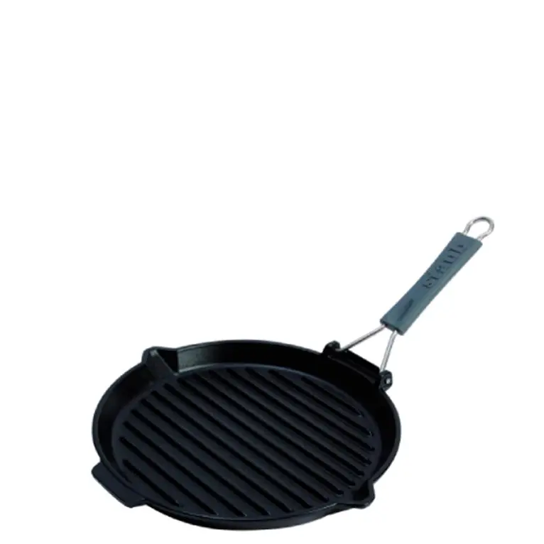 Round Cast Iron Grill Pan With Detachable Handle 1