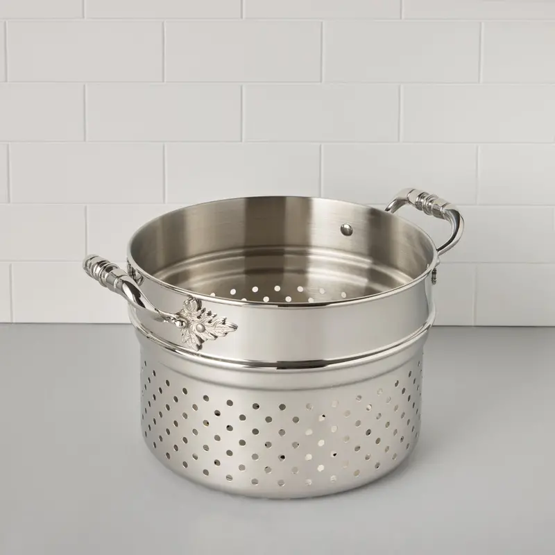 Ruffoni Handcrafted Pasta Insert For Stockpots – 9.5-Inch Stainless Steel Perforated Basket 1