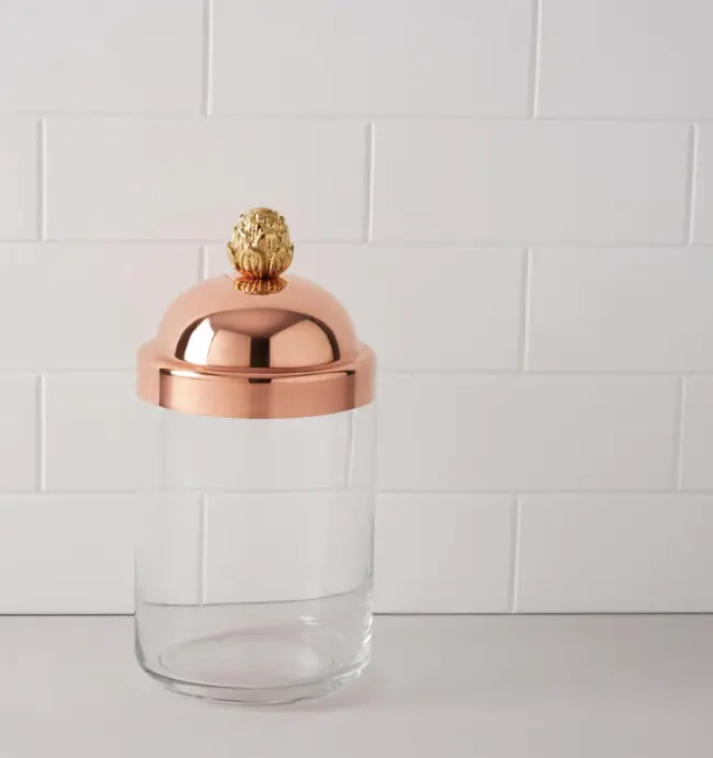 Ruffoni Medium Kitchen Storage Jar – Handcrafted Copper-Trimmed Glass 1
