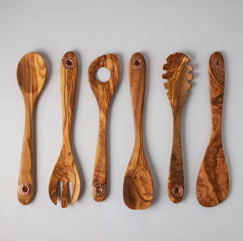 Ruffoni Solid Olivewood Kitchen Utensil Set – Hand-Turned & Food-Safe 1